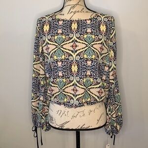 NWT AQUA Bloomingdale’s exclusive split tie sleeve top blouse S